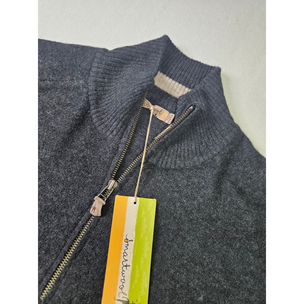 Smartwool Hahns Peak Half Zip Mens L Charcoal Heather Wool Sweater 18-606-835-LG